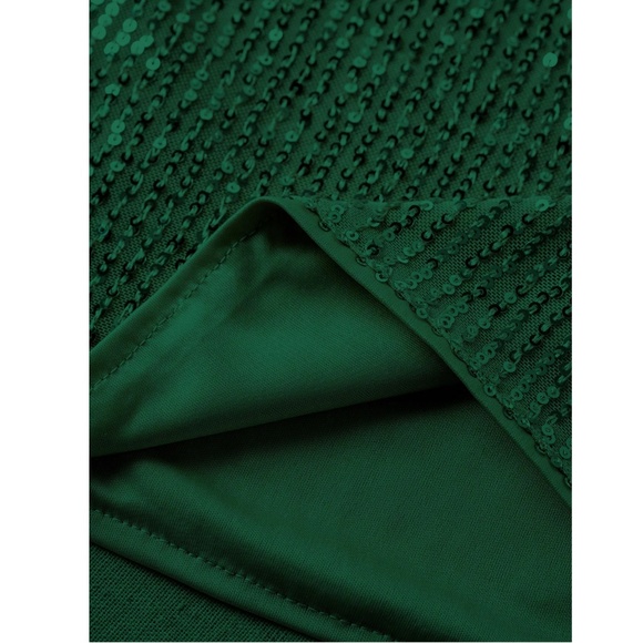 All Over Sequin Green V-Neck Cami Top - Picture 4 of 5